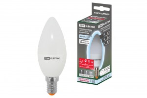TDM Свеча E14 C37 степ-димм. 6W(480lm) 4000K 4K 37x105 (шаг 10/50/100%) пласт/алюм (10!) SQ0340-0198