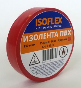 ISOFLEX изолента 15/10 красная, 130мкм, F1512