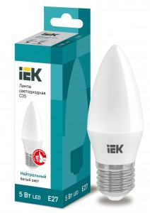 IEK свеча C35 E27 5W(450lm) 4000K 4K 100x35 матов. ECO LLE-C35-5-230-40-E27
