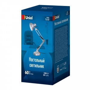 Uniel TLI-221 Св-к св/д настольный 60W Е27 мех.выкл. серебристый, в коробке