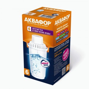 Модуль сменный/кассета фильтр. Аквафор В6, 1шт/уп (смягчение жесткой воды), ресурс 300л, арт.203812
