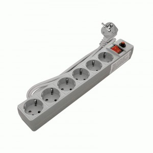 UNIVersal сет. удл.-фильтр ПВС 3х0.75 6 роз.  1.8 м 10А серый, земля, выкл., шторки 967U-5001 Россия (2 шт.)