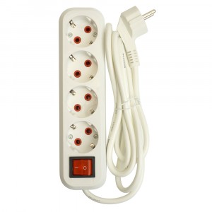 STEKKER Удлинитель 3x1, 3 роз., с/з с выкл., белый 5м, Home HM07-41-05  (У16А-003) 49360 88