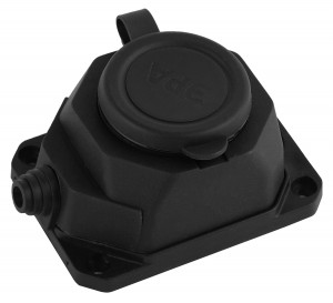 ЭРА розетка прямая 1 гн. с загл. каучук 2Р+РЕ 1х16А 220-240V IP44 черная K-1e-B-IP44 4806 (Турция)