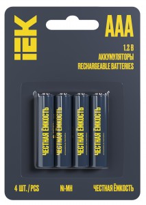 Ак-р IEK Честная ёмкость R03/AAA 1100мАч Ni-MH BL4 AAK-NIMH-03-1100-L04