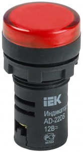 Лампа AD22DS(LED)матрица d22мм красный 12В AC/DC  IEK