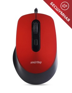 Мышь проводная бусшумная Smartbuy ONE 265-R красная, 1,5 м. 4 кнопки (SBM-265-R)