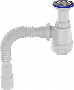 Aquant Сифон для кухни 1 1/2"х40 с метал.решет.,удлиненной горловиной,гибк.тр.40х40/50,B0515-17-MR