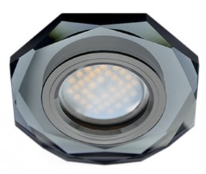 Ecola DL1652 MR16 GU5.3 св-к  Стекло 8-угольник Черный/Черный хром 25x90 FB1652EFF