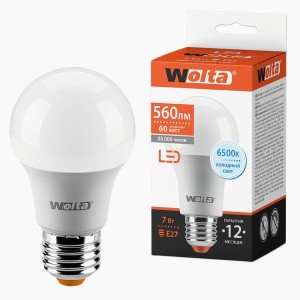 Wolta лампа св/д ЛОН А55 E27 7W (560lm) 6500К 6K 100x55 25W55BL7E27