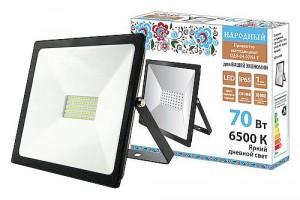 TDM Прожектор св/д СДО-04-070Н-У 70W(5600lm), 6500К 6K IP65, черный, Народный SQ0336-0268