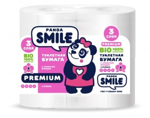 Туалетная бумага 3 слоя 4 рулона Орхидея SMILE