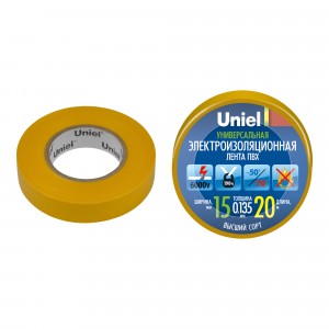 Uniel Изолента ПВХ 15/20 желтая UIT-135P 20/15/01 YEL