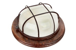 Camelion 1301D дерево/Орех св-к влагозащит. баня 120° IP54 60W E27 круг решетка НБП 03-60-0022 УХЛ4