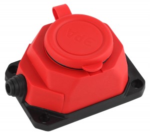 ЭРА розетка прямая 1 гн. с загл. каучук 2Р+РЕ 1х16А 220-240V IP44 красная K-1e-RED-IP44 5018 (Турция