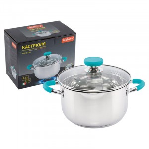 Кастрюля Mallony, "Perfetto", 1,8л, 16*9, нерж.сталь, с крышкой 5438