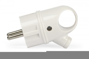 SmartBuy вилка 16А 250В (АБС-пластик, угловая с ушком, белая, земля) SBE-16-P03-w