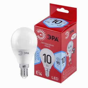 ЭРА ECO лампа св/д шар P45 10W(800lm) 4000K 4K матовая 10W-840-E14 R Е14 / E14  82x45 50233
