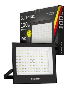 SUPERMAX прожектор св/д  100W(10000lm) SMD 6500К 6K 196x160x28 220-240V IP65 S_PR_LED_100