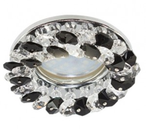 Ecola CD4141 MR16 GU5.3 св-к Круг с хрусталиками Прозрачный и Черный/Хром 50x90 Light FG1617EFY