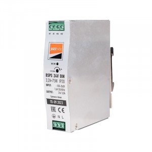Jazzway Блок питания 24V 3,2А, 75W на DIN-рейку, алюминий BSPS IP20 .5050006