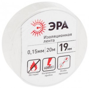 ЭРА изолента ПВХ 19/20 белая 0.15х19 мм, 20 м 190% растяж. 3591