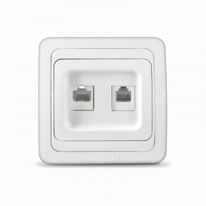UNIVersal Валери роз. телеф./компьют. СУ 2 мест. бел. (керам. осн., RJ11+RJ45) В0135