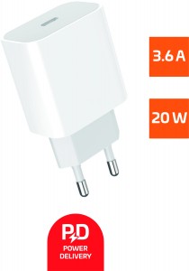 Сетевой б/п GoPower GPPD06 type C 20W PD3.0 до 3,6A, белый