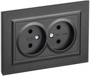 IEK BRITE роз. СУ 2 мест. 10А черный РС12-2-БрЧ BR-R20-10-K02-F