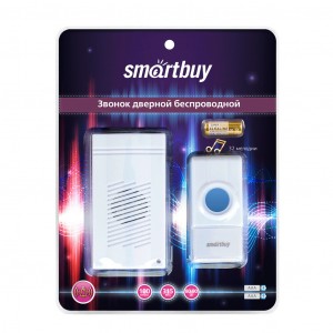 SmartBuy звонок дверной беспроводной цифр. 100м,32 мелодии, 2xAAA/A23 с кноп IP44 бел SBE-11-DP3-32