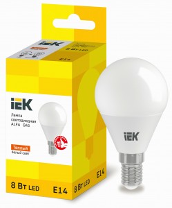 IEK шар G45 E14 8W(720lm) 3000К 2K 83х45 матов. ALFA LLA-G45-8-230-30-E14
