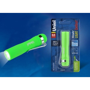 Uniel фонарь ручной S-LD045-B green (1xR6) 1св/д 0.5W (25lm), зеленый/пластик., влагозащ., BL (10 шт.)