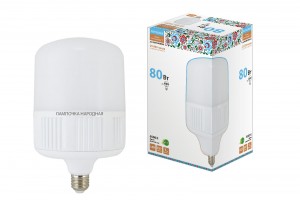 TDM Лампа св/д высокомощ. 80W T-80 Вт-230 В-6500 К–E27 160x265 НАРОДНАЯ SQ0340-1586