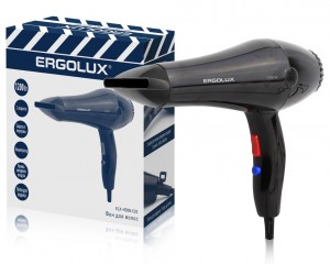 Фен  ERGOLUX ELX-HD08-C02 ПРОМО 1200W, 220-240V холодн.воздух, концентратор, черный 7645