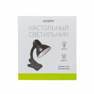 СТАРТ CT03 св-к настольный прищепка 40W Е27 металл/пластик 265x120x115мм черный 11809