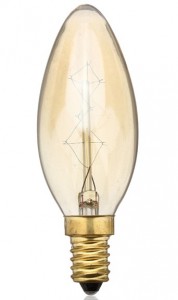 Jazzway Свеча С35 E14 40W золотистая декоративная лампа накаливания 95x35 .2858290