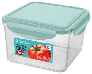 Контейнер герметичн. д/хран.продукт/СВЧ SMART LOC 1,6л прямоуг, св-голуб 4311604 Phibo/Бытпласт