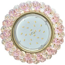 Ecola GX53 H4 св-к Стекло Круг с хрусталиками прозрачный и розовый золото 56x120 FF53RYECB