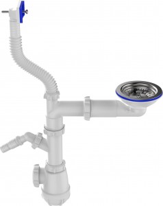 Aquant Сифон для кухни 3 1/2"х40 со смещением, отвод для стир.машины, прямоуг.перелив, B0246-5-MR