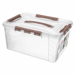 Ящик д/хранения GRAND BOX 15,3л (39*29*18см), защелки+ручка, коричневый 433200414 Econova/Бытпласт
