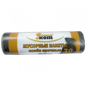 Мешки д/мусора, 30л, 7мк, 25шт/рул, ПНД, черные 310370 Рыжий Кот