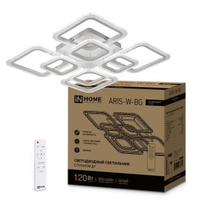 ASD/inHome св-к св/д упр ELEGANT ARIS-W-BG 120W(10500lm) 2-4-6K 600х600х110 ПУ бел IN HOME