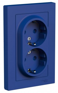 Systeme Electric AtlasDesign роз. СУ 2 мест. аквамарин (пл.осн., земля, шторки) ATN001126 (6!)