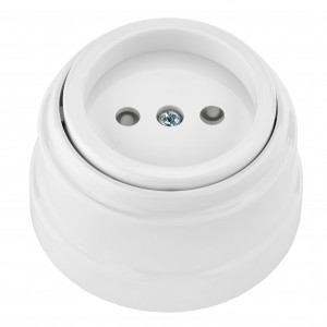 Bylectrica РЕТРО роз. ОУ 1 мест. БЕЛЫЙ (шторки, корп. ABS-пластик) (16А) IP20 РА16-0205