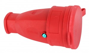 Volsten штепсель (разъем) с загл. каучук 2P+PE 1x16A 220-240V IP54 красная, 14433