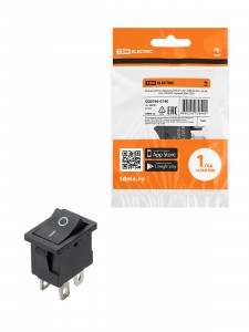 TDM выключатель клавишный KCD1-201 черный 250В, 2P, 6А, (4с), ON-OFF, Mini SQ0746-0140