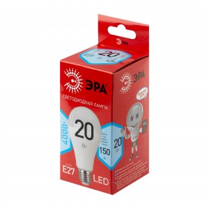 ЭРА ECO ЛОН A65 E27 20w (1200lm) 4000K 4K LED A65-20W-840-E27 R 140х60