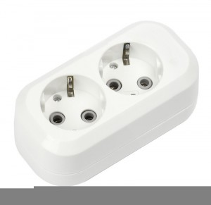 Smartbuy колодка 2 гн. 16А 250В (корпус АБС-пластик, белая, земля) SBE-16-2-00-Z