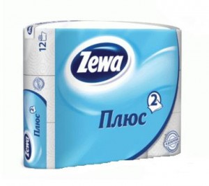 Бумага туалетная ZEWA Plus, 2-х слойная, спайка 12шт.х23м, белая, 144090, ш/к 08529