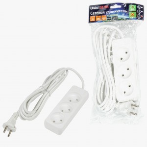 Uniel Ultra сет.удлинитель ПВС 2x0.75 3 роз. 3м 10A белый S-CU3-3 WHITE UL-00009982